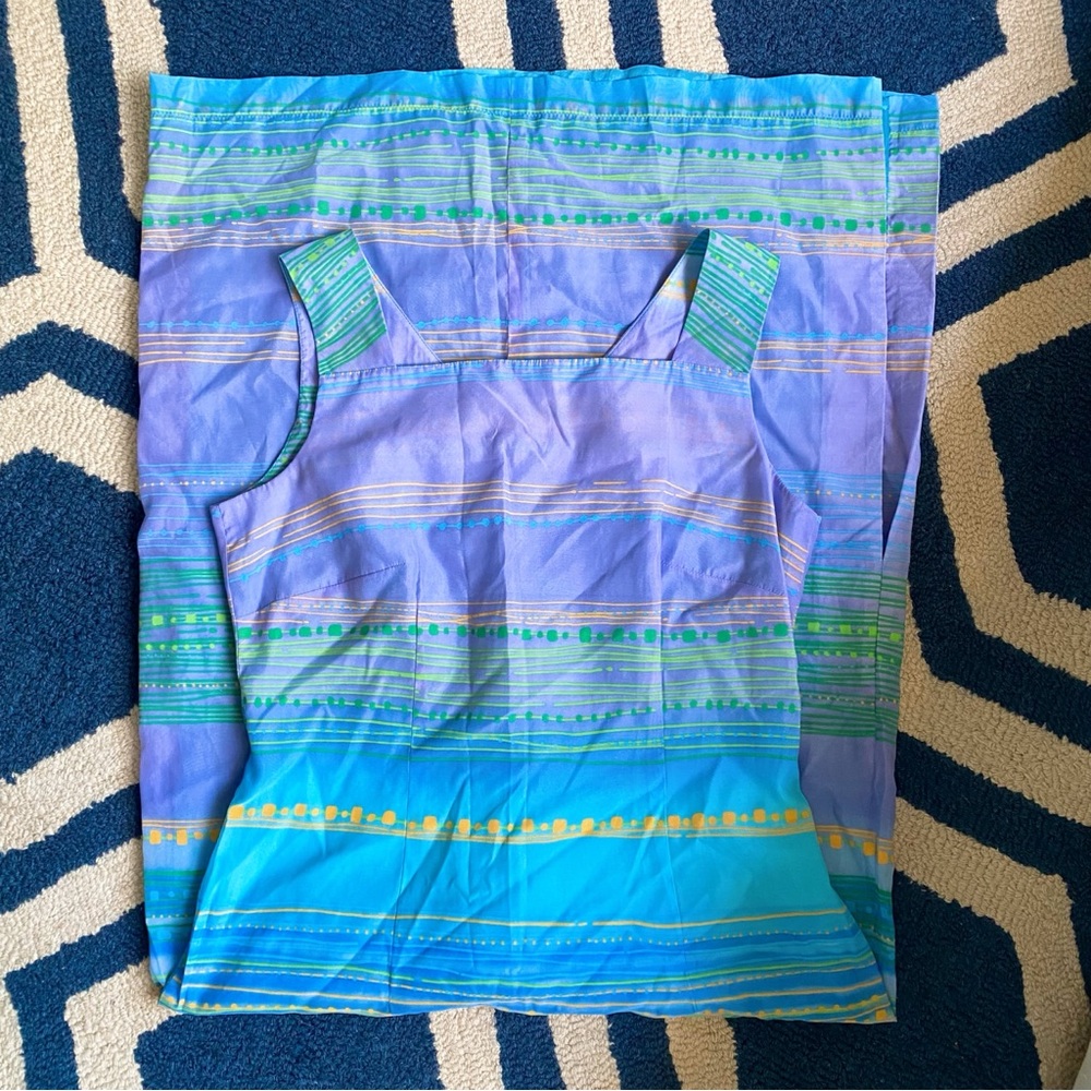 🦋 ART-TO-BE ELEGANT BLUE PURPLE MULTI SQUARE NECK MAXI DRESS! - Picture 6 of 12